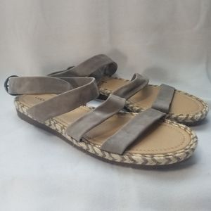 Lucky Brand Delfinne Espadrilles Sandals Stone Grey Nubuck Size 8